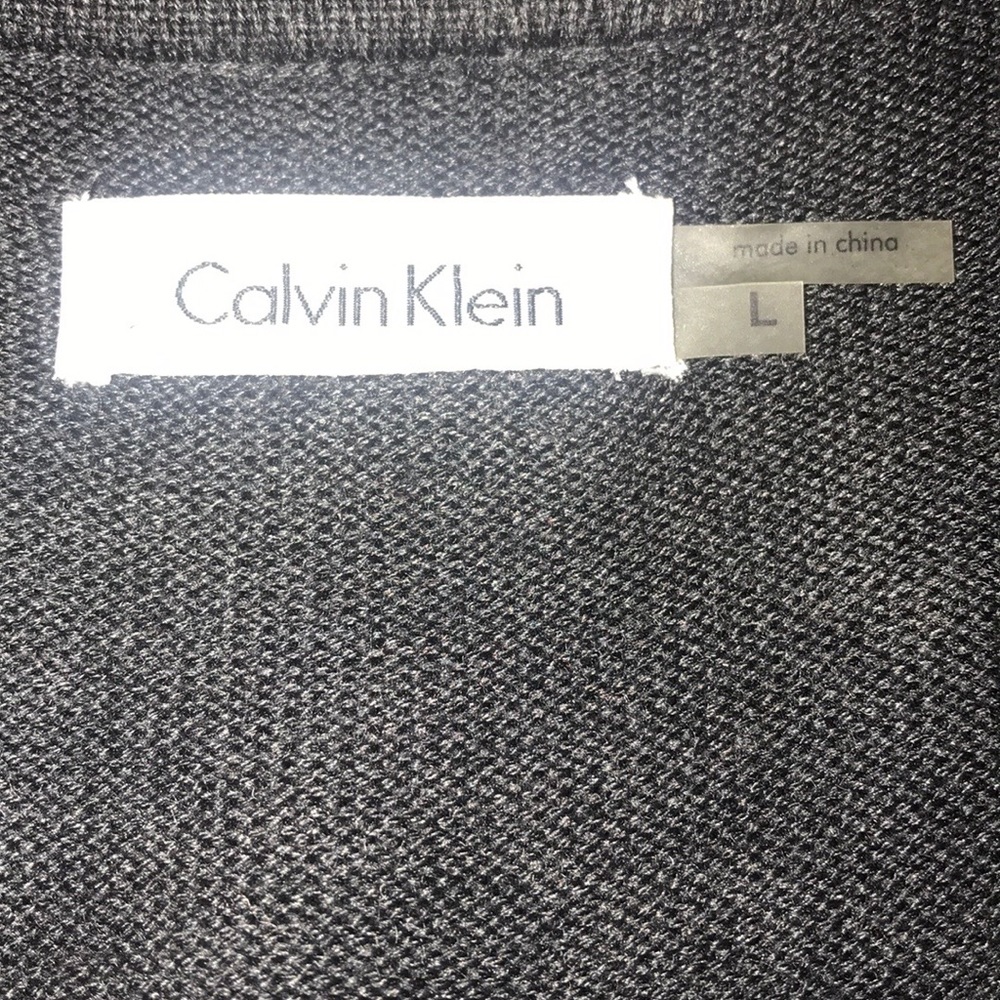 Calvin Klein Charcoal Ruffled Knit Sweater Dress L - Picture 7 of 8